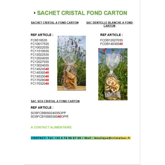 SACHET CRISTAL FOND CARTON SACHET CRISTAL FOND CARTON