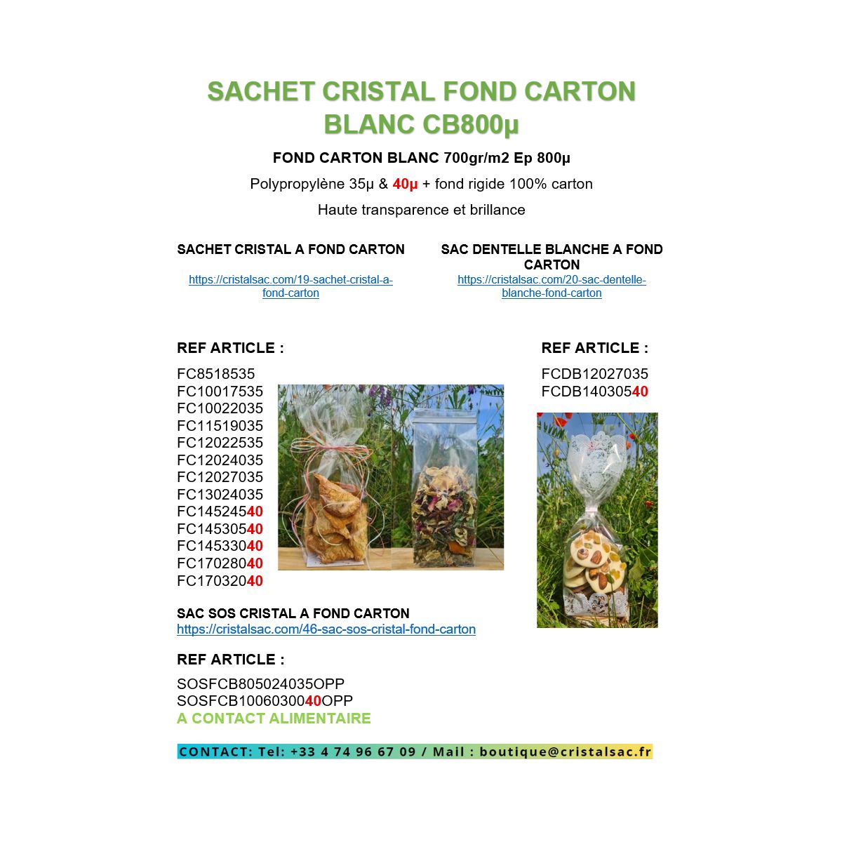 SAC CRISTAL FOND CARTON CB800µ